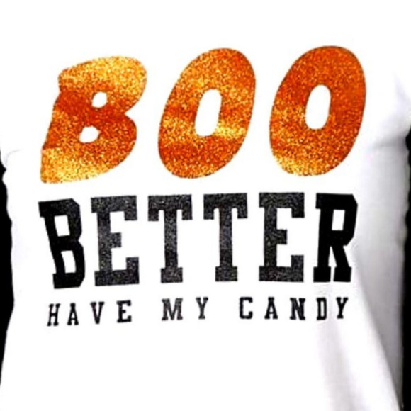 Halloween Boo Better Have My Candy Raglan Official Tee L NWT - Picture 2 of 2